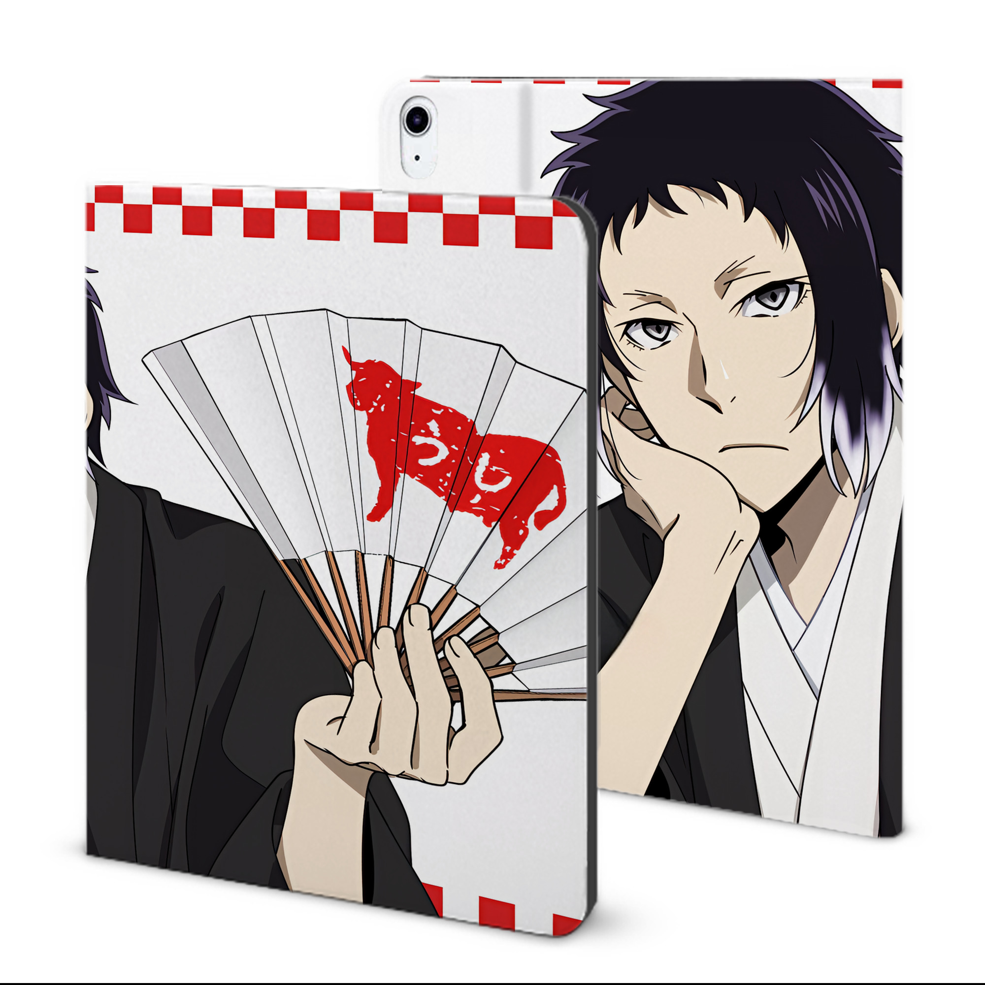 （画像用） 文豪ストレイドッグス Bungo Stray Dogs IPad ケース ブック型 PUレザー TPU 耐衝撃 軽量 薄型 ペン収納なし 全面保護 IPad 各モデル対応